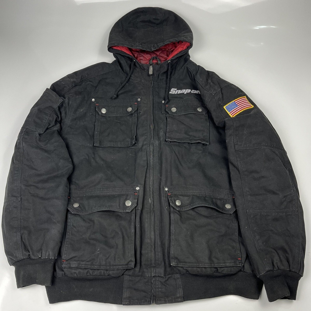 Snap On Tools Silver Logo Hooded Workwear Jacket American Snap On Tools Silver Logo Hooded Workwear Jacket American