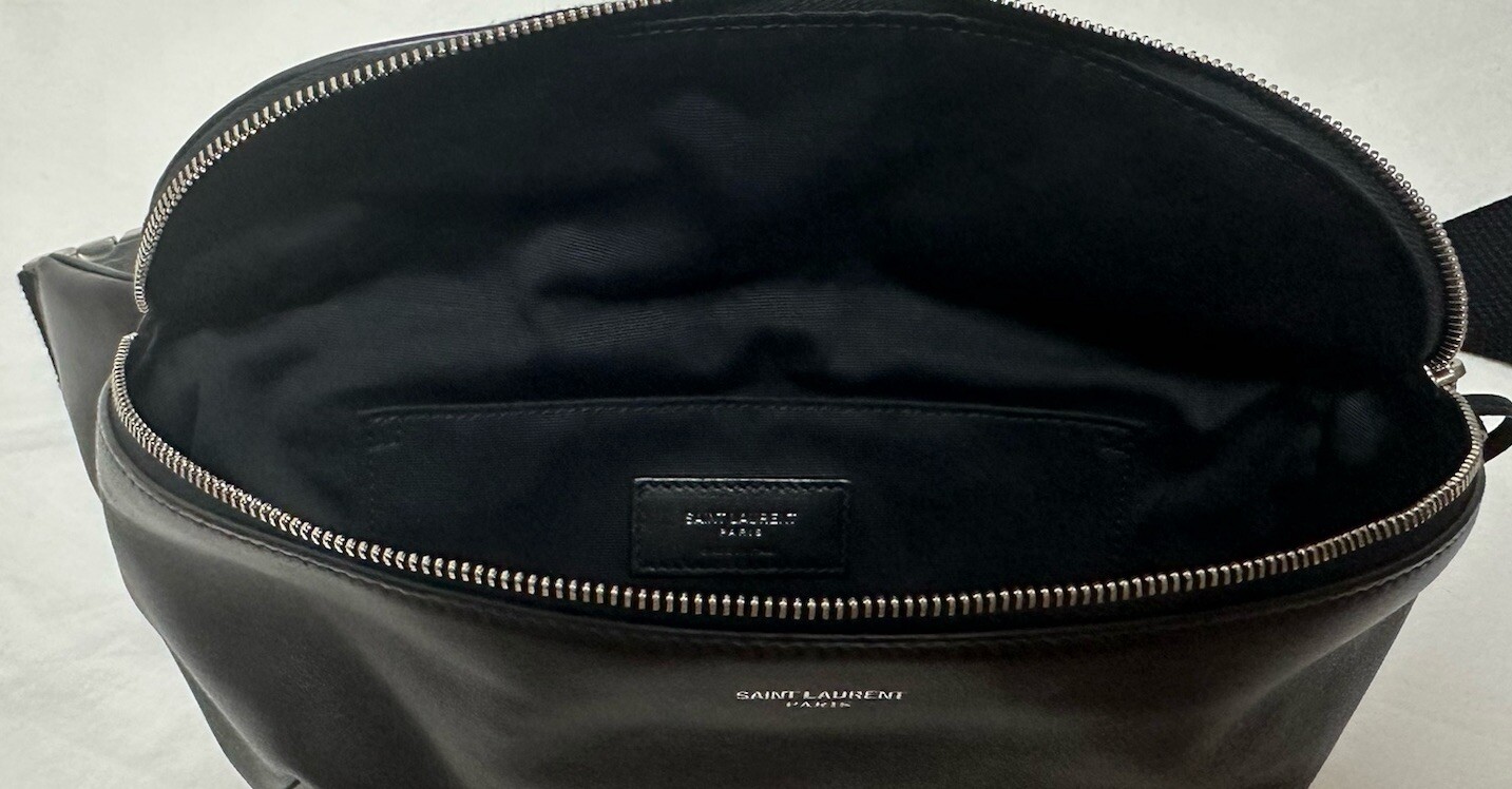 Borsa a tracolla City Saint Laurent in pelle d'agnello e cotone