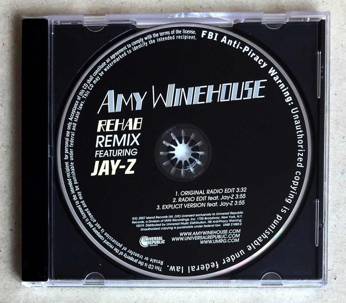 AMY WINEHOUSE * REHAB REMIX feat. JAY-Z * US 3 TRK PROMO
