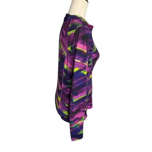 Xersion semi-fit long sleeve1/4 zip athletic shirt purple green women's small - Picture 3 of 6