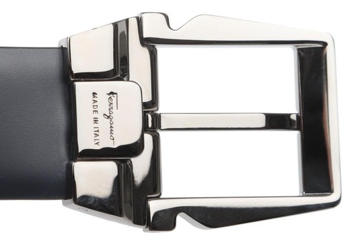 NUEVO CINTURÓN DE VESTIDO SALVATORE FERRAGAMO AJUSTE REVERSIBLE PIN HEBILLA DE CUERO 100/40 - Imagen 4 de 8