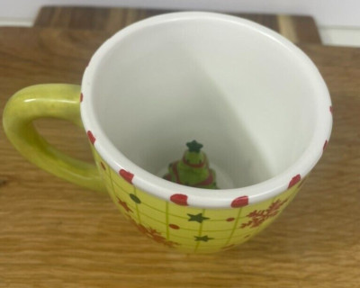 World Market 3D Surprise Tree Inside Checked Snowflake Christmas Holiday Mug