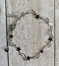 Moon and Star Charm Anklet Bracelet