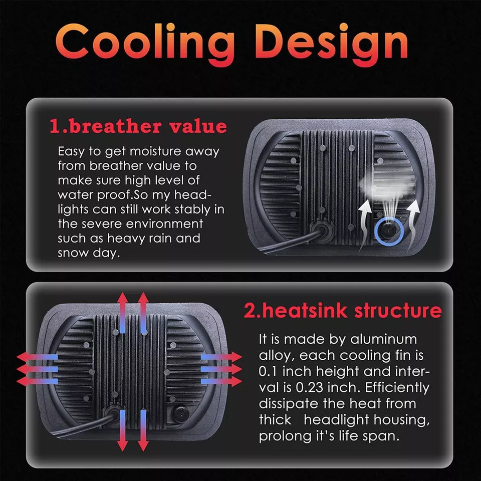for Freightliner FL50 FL60 FL70 FL80 MT35 Pair 7x6inch Led Headlights Hi/Lo Beam - Image 4 of 4