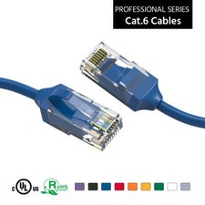 8Ft CAT6 28AWG Slim Ethernet Network Cable Blue