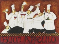 Ceramic Tile Mural Kitchen Backsplash - Buon Appetito 1 - Cafe Chef Cooking Art