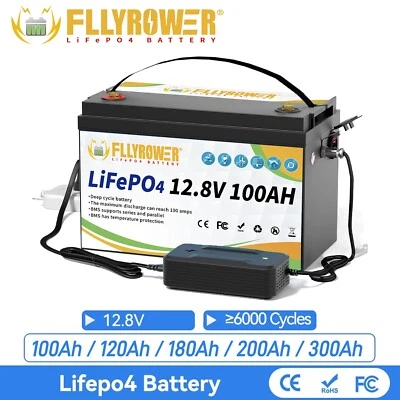 POWER QUEEN Batería de litio 12V 100Ah 120Ah 180Ah 200Ah 300Ah LiFePO4 para autocaravana