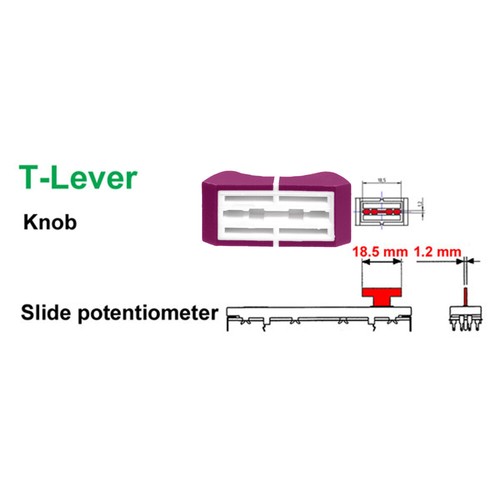 Sifam 6 Fader Knob MAGENTA 18.5mm Slider Button Slide Potentiometer Control - Picture 6 of 6