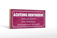 Holzschild Spruch 27X10 Cm Achtung Rentnerin Gut Gelaunt Deko Schild Wooden Sign