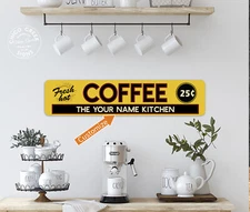 Personalized Coffee Sign Kitchen Decor Cafe Barista Shop Corner 104182002080