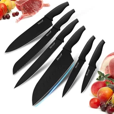 6Pcs Black Oxide Kitchen Knife Set Rustproof Ultra Sharp Japanese Cutting Knife
