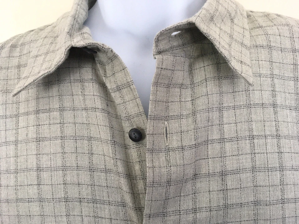 Burma Bibas Men's Button Down Long Sleeve Beige Check Shirt Size Large - Image 3 of 4