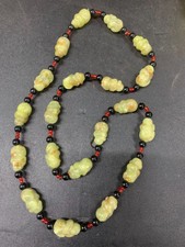 Tibetan Natural Jade Hand Carved *Monkey* Beads Necklace