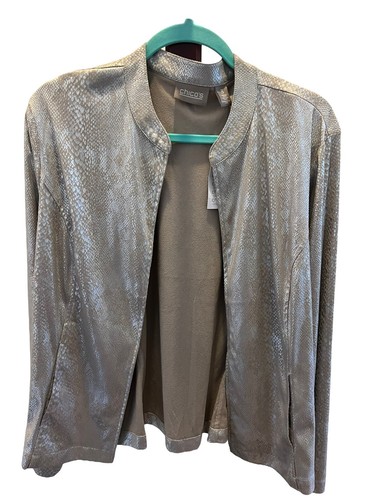 Jacket Puffer & Quilted By Chicos In Taupe, Size: L