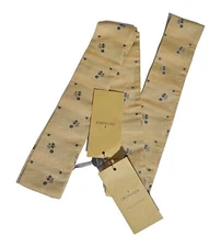 🆕TRUSSARDI Gold Floral Silk LUXURY Scarf ITALY 