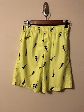 OP Boys 10/12 Shark Swim Trunks Mesh Lined Yellow