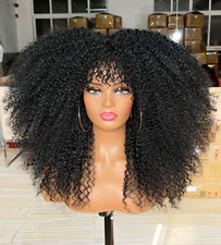 Sweece Long Curly Afro Wig with Bangs for Black Women Kinky Curly Hair Wig 17 In