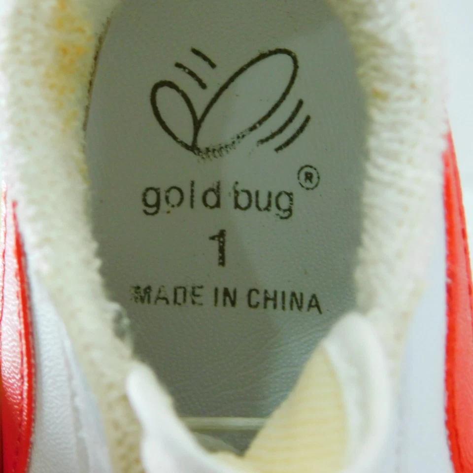 Dos Pares Gemelos Talla 1 De Colección Dorado Bug Infantil Tenis Zapatos Rojo Blanco NUEVO Foto 4 de 4