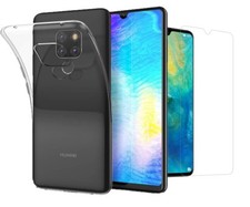 For Huawei Mate 20 X (5G) Case Clear Slim Gel Cover & Glass Screen Protector