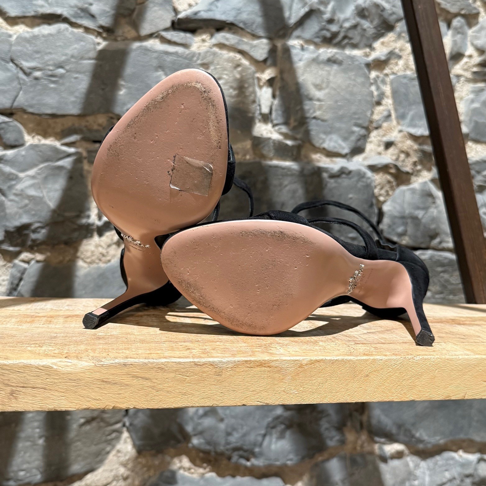 Prada Black Suede Wavy Strap Heeled Sandals - 36.5 IT thumbnail 8