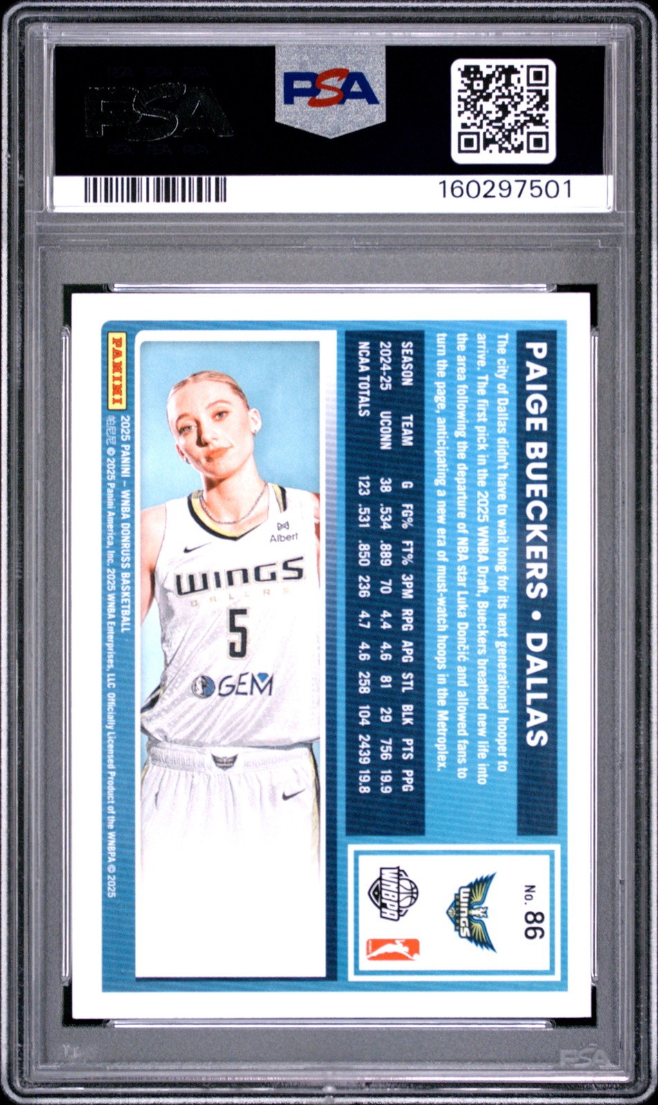 2025 PANINI DONRUSS WNBA #86 PAIGE BUECKERS PSA 10 view 2