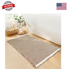 Waffle Bath Mat, Boho Bathroom Rugs Non Slip Washable, 18" x 30"  Super Abso...