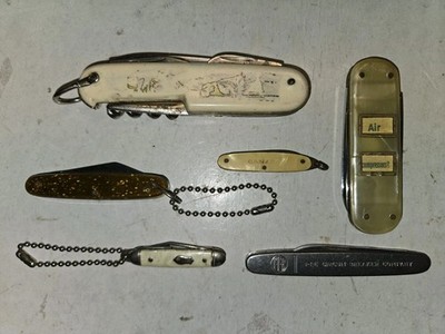 6 Vintage 50's/60's Penknives,Bauer Solingen,Imperial,Schrade,Rostfrei,Ruderer