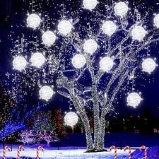 Outdoor Christmas Balls Lights Tree Lights Waterproof, 4 Pack 7.87" LED Hangi...