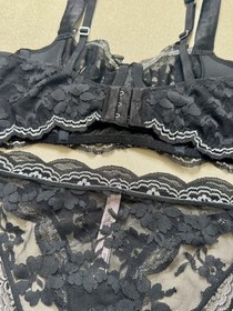 EUC ✨ Victoria&rsquo;s Secret 32B XS Dream Angels Set Push Up Black Bling Lace Sequin