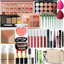 All-in-One Makeup Kit for Women, Travel Set with Foundation, Lipstick & More