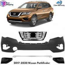 Front Bumper Cover Paintable & Grille Assembly For 2017-2020 Nissan Pathfinder
