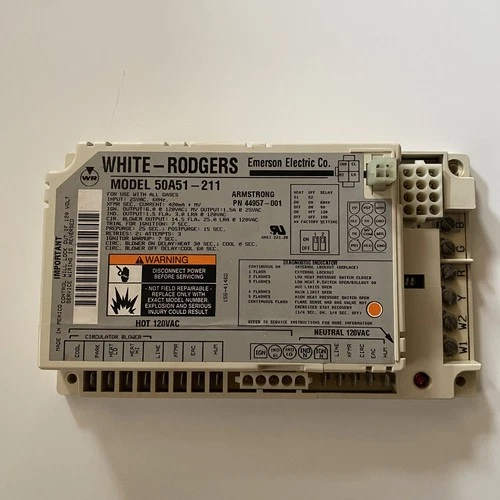 White Rodgers 50A51-211 Furnace Control Circuit Board (44957-001) - Used
