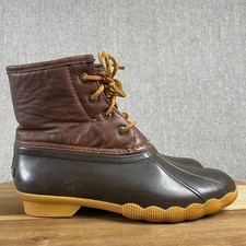 Sperry Top Sider Girls Sz 4 Saltwater Waterproof Rubber Rain Brown Duck Boots 36