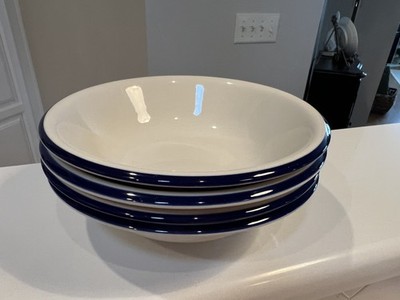 Set of 4 Sango Bouquet Blue (Provence) Coupe 7'' Cereal Bowls ~ Japan