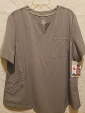 Climate Right by Cuddl Duds Womens Scrub Top Pockets Gray 2XL NEW