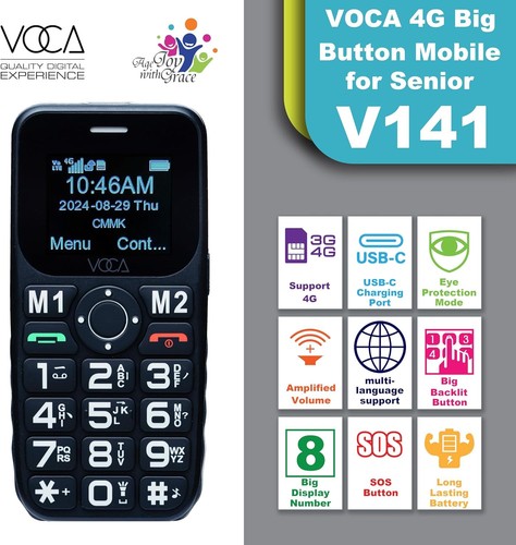 Big Button 4G Phone for Seniors Elderly | Unlocked 4G LTE | Amplified Volume - Picture 2 of 9