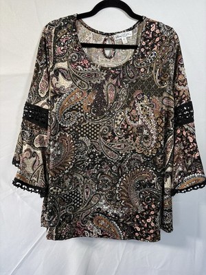 Stem & Vine Woman's Top Size XL Long Sleeve Pullover Sequin