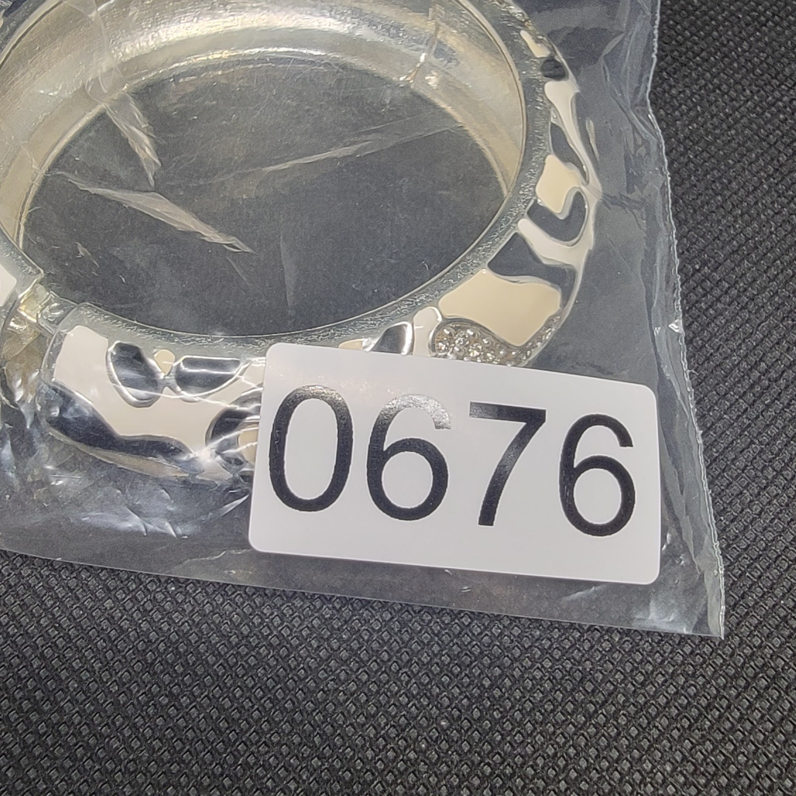 Sequin Enamel Hinged Bangle Bracelet Abstract Bla… - image 6