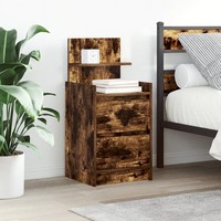 Nachttisch Mit 2 Schubladen RäUchereiche 38X34X80 Cm Massivholz