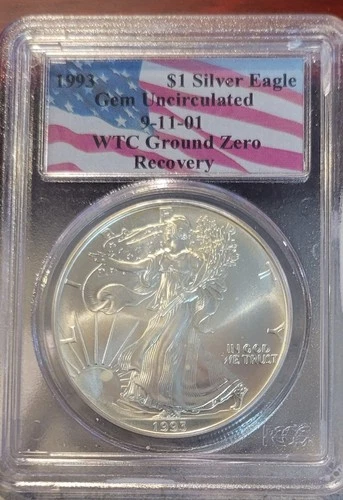 1993 $1 American Silver Eagle WTC Ground Zero Recovery PCGS Gem UNC