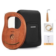 16 String Lyre Harp Beginners Kit, Mahogany Wood, Tuning Wrench Included