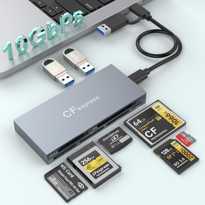 CFexpress Type B Card Reader, 8 in 1 Aluminum CF Express Memory Card Reader S...