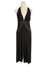 Betsy  Adam Black Deep Vneck Halter Dress Gown Size 8