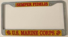 United States Marine Corps Booster License Plate Frame Semper Fidelis METAL