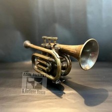 Antique Designer Polished Solid Brass Handmade Bugle Instrument Trumpet Gift