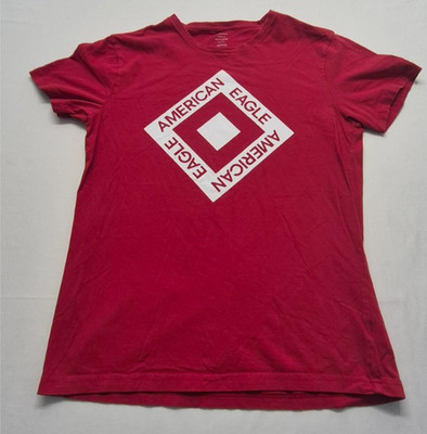 American Eagle men's red t-shirt Medium white graphics ApresActive basic classic