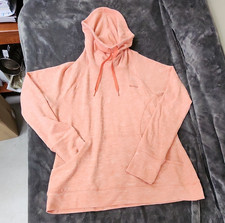 Reebok Women's Peach Heathered Pullover Hoodie Logo Drawstring Long Sleeve M