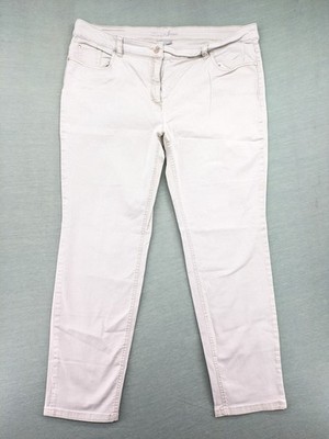 CANDA Damen Jeans Gr 48 beige Stretch Straight Leg Strass Details Taschen