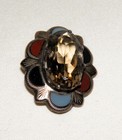 Vintage ROBERT ALLISON Sterling Silver KILT PIN~SMOKY QUARTZ~AGATE~Scotland~EX!! — photo 2