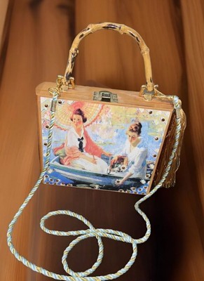 Parasol Painting Art Wooden Vanity Crossbody Carry On Bag - Mi Amato (NEW)